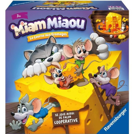 Miam Miaou - Ravensburger - La course aux fromages - Jeu de societe Enfants - 3 nivea
