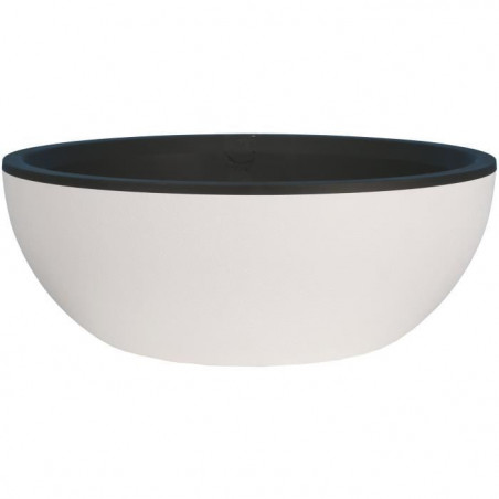 Coupe pot de fleurs - RIVIERA - Granit - D40 H15 cm - Blanc