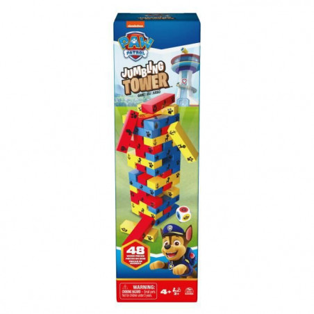 Tour Jenga Jeu d'Adresse et d'Équilibre La Pat' Patrouille - 48 Pieces en Bois + Dé - SPIN MASTER - A partir de 4 ans