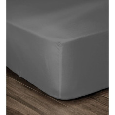 LOVELY HOME Drap Housse 100% coton 140x190x30 cm gris foncé LOVELY HOME Drap Housse 100% coton 140x190x30 cm gris foncé