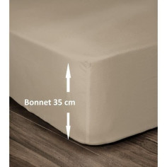 LOVELY HOME Drap Housse 100% Coton 180x200cm - Bonnet 35cm - Beige LOVELY HOME Drap Housse 100% Coton 180x200cm - Bonnet 35cm - Beige