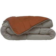 POYET MOTTE Couette Microfibre 400g/m² CALGARY - 140 x 200 cm - Gris galet et Marron gimgembre