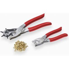 Pince a oeillets - MEISTER - Lot de 2 pinces a oeillets + emporte-piece - Gris en plastique Pince a oeillets - MEISTER - Lot de 2 pinces a oeillets + emporte-piece - Gris en plastique