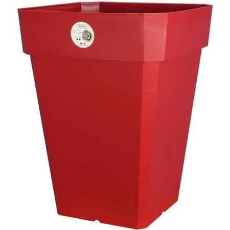 RIVIERA Pot de fleurs carré Soleilla en plastique - 49 x 49 x H 50 cm - 65 L - Rouge