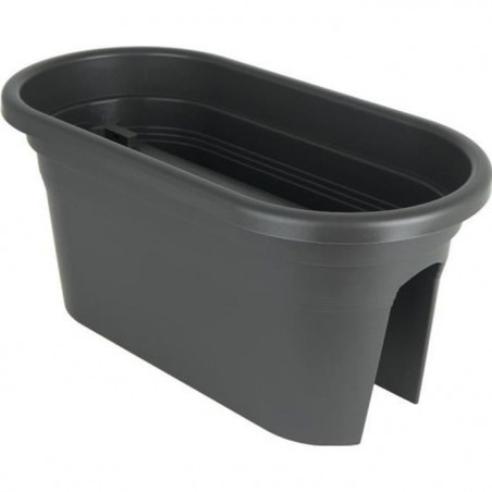 Jardiniere balcon VENEZIA - Plastique - Gris anthracite - Ovale - 30 x 60 x H 27 cm - ARTEVASI