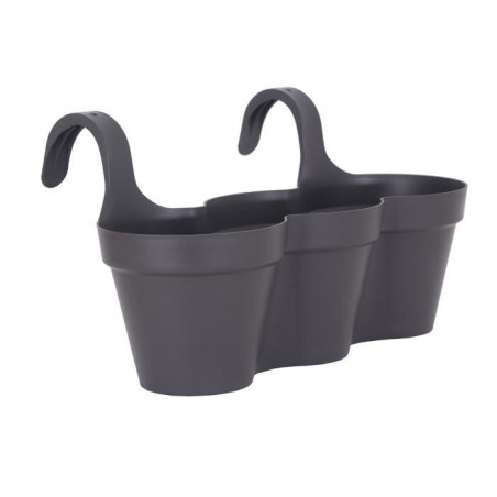 Pot de fleur balcon CAPRI - Plastique - Gris anthracite - Rond - 30,5 x 54 x H 28 cm - ARTEVASI