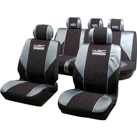 Lot de 5 housses avant arriere 2/3 1/3 et appuie tete - WRC - universelles - Fixation simple -Compatible Airbag