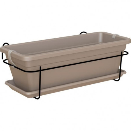 Jardiniere balcon VENEZIA - Plastique - Taupe - Rectangulaire - 50 x 19,5 x h16,3 cm - ARTEVASI