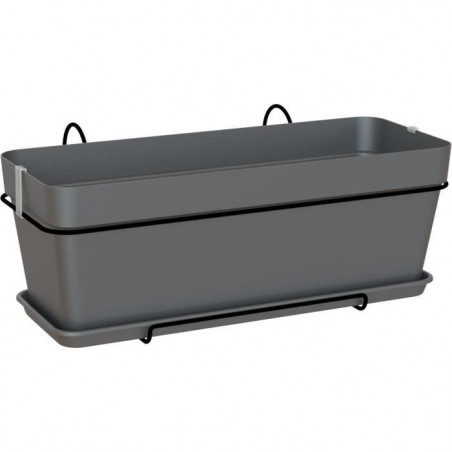 Jardiniere balcon CAPRI - Plastique - Anthracite - Rectangulaire - 50,2 x 28,5 x h20,7 cm - ARTEVASI