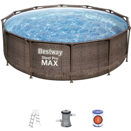 Kit Piscine hors sol tubulaire BESTWAY Steel Pro Max - 366 x 100 cm - Ronde (Livrée
