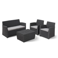 Salon de jardin - résine imitation rotin tressé - Allibert by KETER - 4 personnes - M