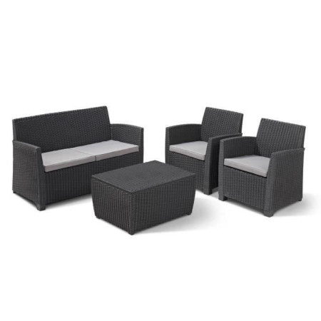 Salon de jardin - résine imitation rotin tressé - Allibert by KETER - 4 personnes - M