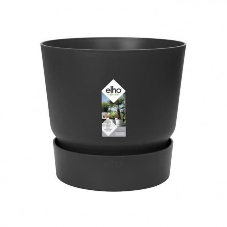 ELHO Pot de fleurs rond Greenville 30 - Extérieur - Ø 29,5 x H 27,8 cm - Vivre noir