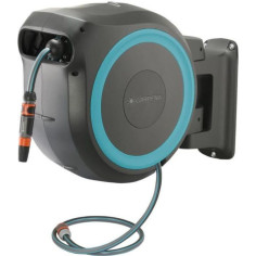 GARDENA Dévidoir automatique mural RollUp L liseret bleu  Longueur 30m  Ø13mm  Kit