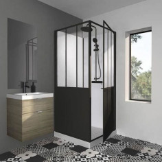 GELCO Cabine de douche 90x90x220 Style Industriel Noir GELCO Cabine de douche 90x90x220 Style Industriel Noir