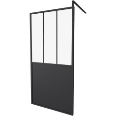 Paroi Fixe 100x200 Style Industriel Noir - Verre Transparent - Avec Cadre - Réversible - Réglable Paroi Fixe 100x200 Style Industriel Noir - Verre Transparent - Avec Cadre - Réversible - Réglable