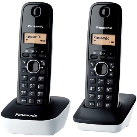 Panasonic KX-TG1612FRW Duo Téléphone Sans Fil Sans Répondeur Noir Blanc