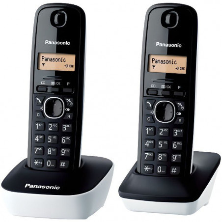Panasonic KX-TG1612FRW Duo Téléphone Sans Fil Sans Répondeur Noir Blanc