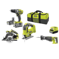 RYOBI Pack 4 outils sans fil One+ RCK184C-242S - Perceuse - 3 scies circulaire
