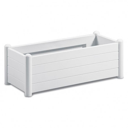 STEFANPLAST Bac a fleurs/jardiniere rectangulaire - ITALIA - Finition effet bois - 100x43xH35cm - 80L - Blanc