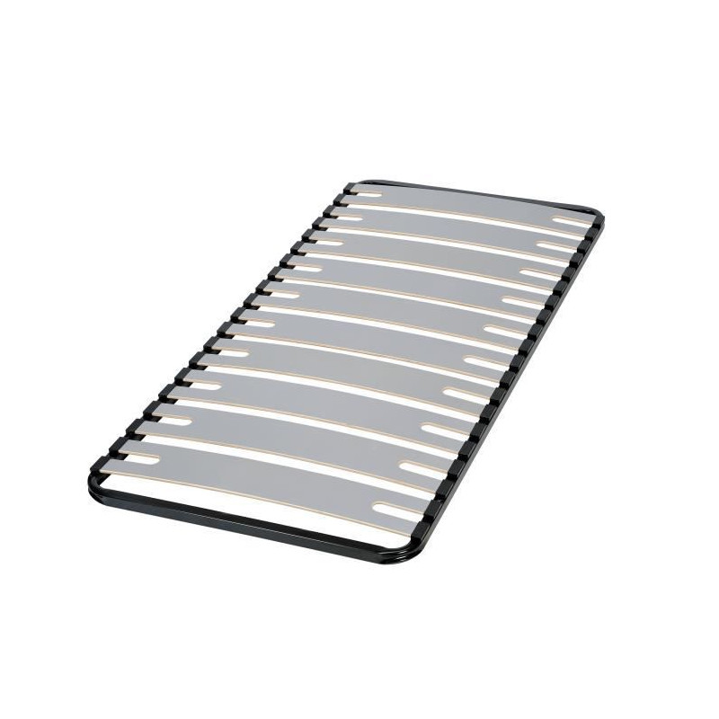 Sommier Tapissier à Lattes 90x190 Cm - 20 Lattes, Structure Bois, Blanc - Pieds Inclus