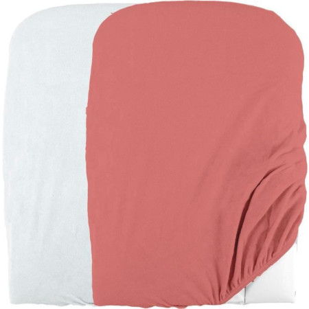 Lot de 2 housses de matelas a&nbsp; langer en éponge bouclette - Blanc / Terracotta - 50 X 75 cm