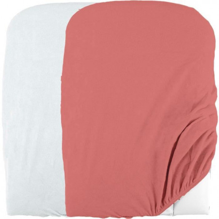 Lot de 2 housses de matelas a&nbsp; langer en éponge bouclette - Blanc / Terracotta - 50 X 75 cm