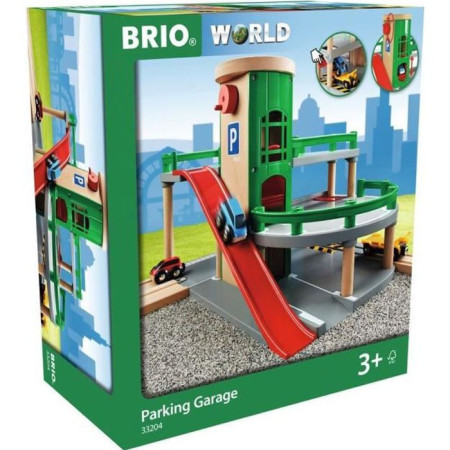 Brio World Garage Rail / Route - 3 niveaux - Accessoire pour circuit de train en bois