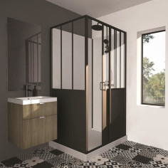 CABINE DE DOUCHE 90X120X220 STYLE INDUSTRIEL NOIR CABINE DE DOUCHE 90X120X220 STYLE INDUSTRIEL NOIR
