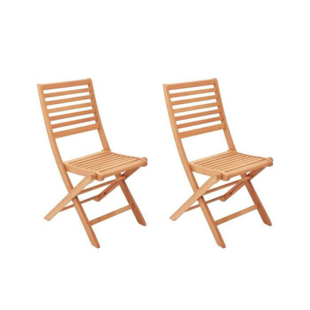 Lot de 2 chaises de jardin pliantes en eucalyptus FSC - 57 x 46
