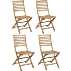Lot de 4 chaises de jardin pliantes en Acacia FSC - 47 x 57 Lot de 4 chaises de jardin pliantes en Acacia FSC - 47 x 57