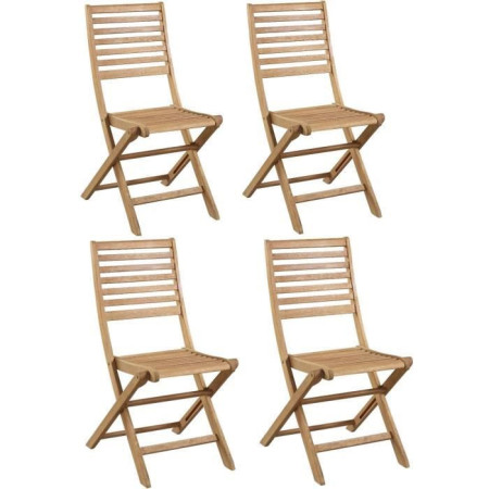 Lot de 4 chaises de jardin pliantes en Acacia FSC - 47 x 57