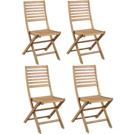 Lot de 4 chaises de jardin pliantes en Acacia FSC - 47 x 57,5 x H.89,5 cm