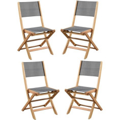 Lot de 4 chaises de jardin en bois d'acacia FSC et assise textilene - 50 x 57 x 90 cm - Gris Lot de 4 chaises de jardin en bois d'acacia FSC et assise textilene - 50 x 57 x 90 cm - Gris