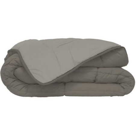 CALGARY - Couette Chaude Microfibre 400gr/m² - Taupe & Lin - 220 x 240 cm
