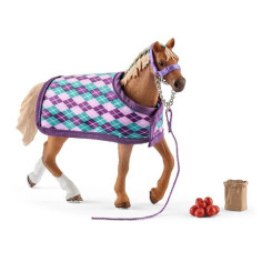 Set de Jouets schleich 5 Pieces avec Figurine Cheval Pur-sang anglais avec couverture Set de Jouets schleich 5 Pieces avec Figurine Cheval Pur-sang anglais avec couverture