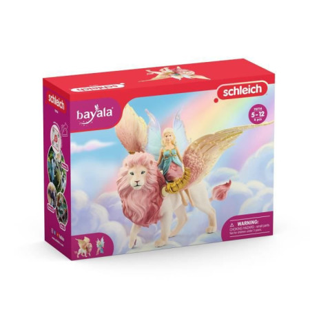 Figurine fée détachable chevauchant un lion rose magique