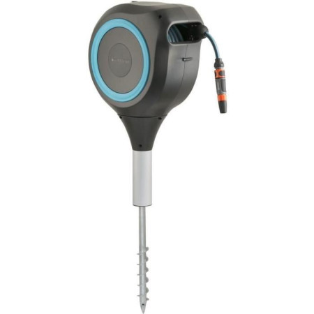 Dévidoir automatique sur pic GARDENA RollUp M liseret bleu  Longueur 20m  Ø11mm  K
