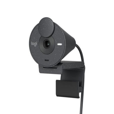 Logitech Brio 300 Webcam Full HD avec confidentialité, micro a réduction de bruit, USB-C - Graphite