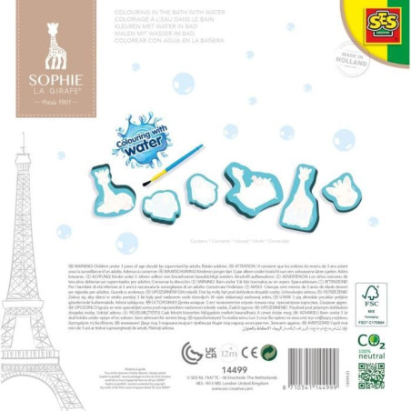 Sophie la girafe - Coloriage a l'eau dans le bain - SES Creative - Hobby 1 - 4 - Activité Ludique - Coloriage Magique - 1+