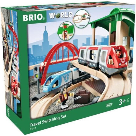 Brio World Circuit Plateforme Voyageurs - Coffret complet 42 pieces - Circuit de trai