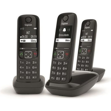 Téléphone Fixe AS690 Trio Noir - GIGASET - Mains-libres performant HSP™ - Blocage d'appels efficace