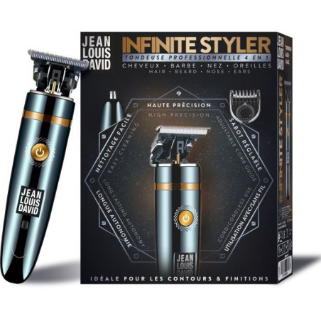 Tondeuse multiusage 4 en 1 - JEAN LOUIS DAVID - Infinite Styler - Barbe, Contours, Précision, Nez &Oreilles