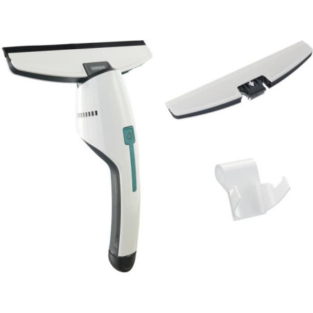 Aspirateur a vitres et salle de bains Leifheit Nemo 51035, lave vitres électrique avec boîtier étanche et support mural, blanc
