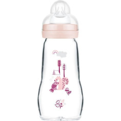 MAM Biberon Verre +0m Oiseau Rose 260ml MAM Biberon Verre +0m Oiseau Rose 260ml