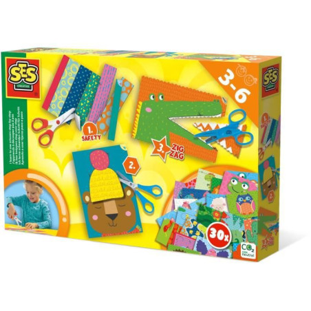 J'apprends a découper pas a pas - SES CREATIVE - Hobby 3 - 6 - Motricité Fine - 3 Ciseaux Sécurité + Loisirs + Zigzag - Age : 3+