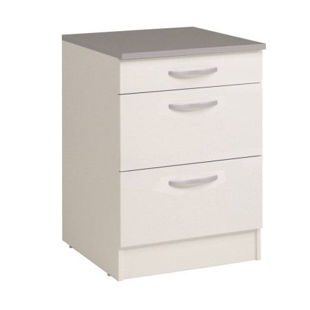 READY Meuble Bas 3 tiroirs + plan - Blanc - L 60 x P 60 x H 86 cm