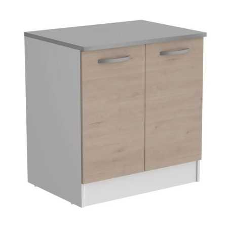 OSLO Meuble Bas 2 portes + plan - Décor Chene Jackson - L 80 x P 60 x H 86 cm