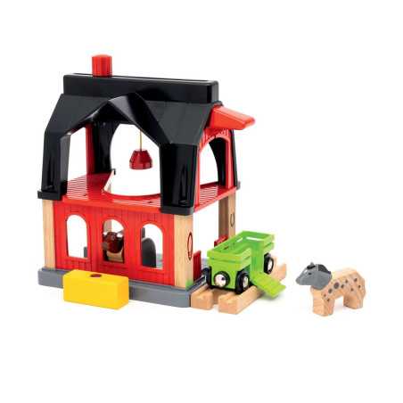 BRIO World - 36012 - Grange des animaux - Accessoire pour circuit de train en bois - Jouet pour garçons et filles des 3 ans