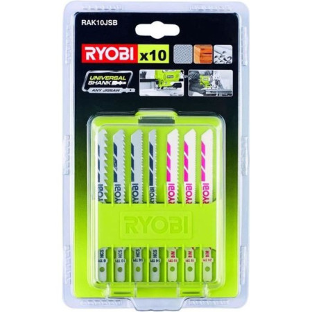 RYOBI - Coffret 10 lames baionnettes scie sauteuse bois - plastique (6 / 10 / 14 TPI)